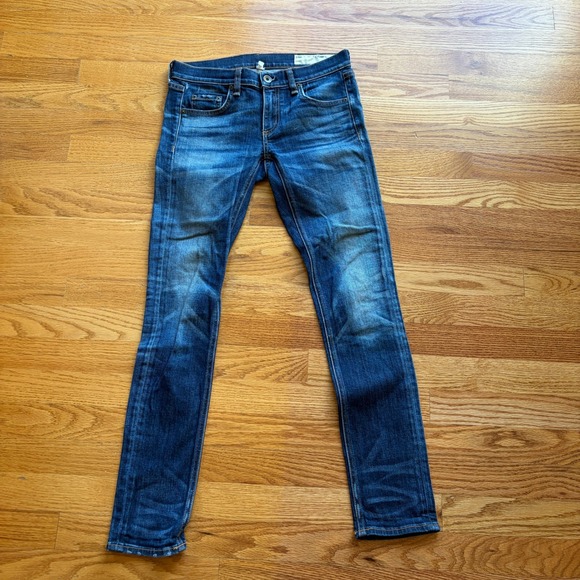rag & bone Denim - Rag & Bone The Dre Slim Boyfriend Jeans Indigo Blue Whiskered Denim Size 24 USA